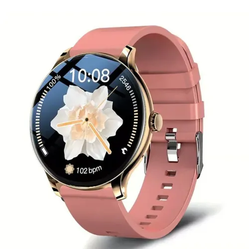 Relógio smartwatch feminino NFC rosa