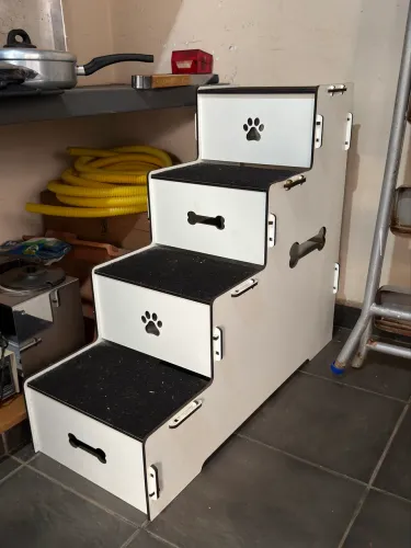 Escada para Cachorros e Pets 4 Degraus - MDF