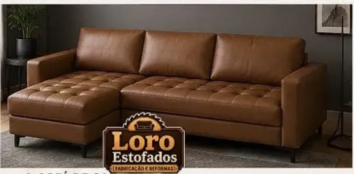 Sofá de 3 lugares no material courinho