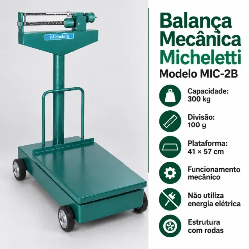 Balança Mecânica Micheletti MIC-2B 300 kg - Plataforma com Rodas