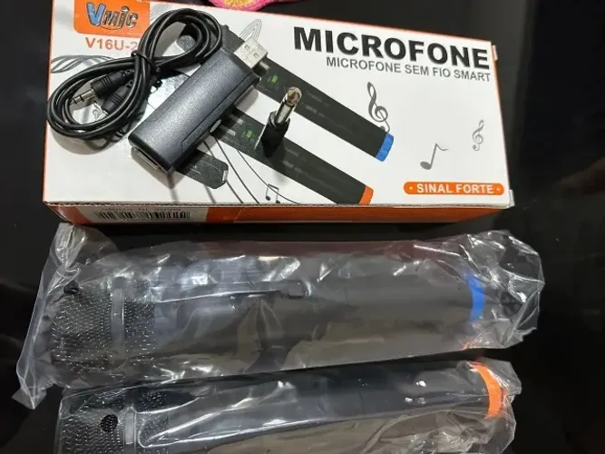 Kit 2 Microfones Sem Fio Karaoke - V16U-2 - Entregamos e ac. cartões