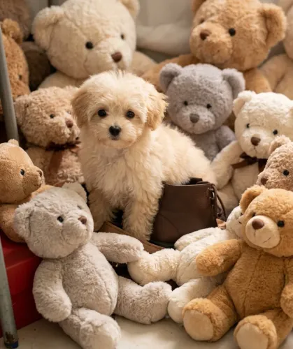 Poodle toy fêmea cor creme 