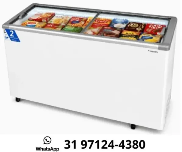 Freezer Horizontal Tampa de Vidro 503L Fricon