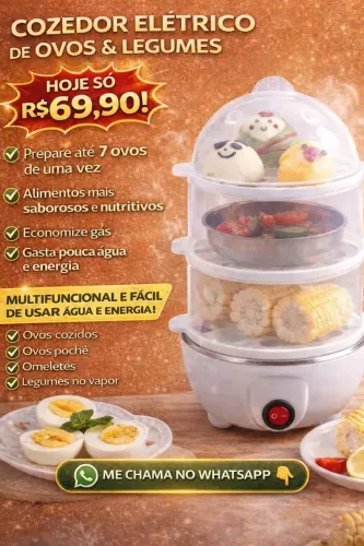 COZEDOR DE OVOS E LEGUMES ELÉTRICO 3 ANDARES