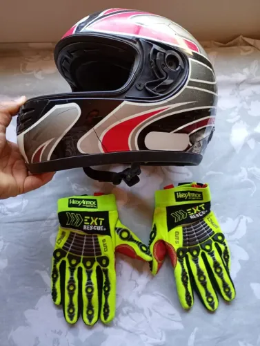 Capacete Rovcan - com luva motocross hexarmor (tam G)