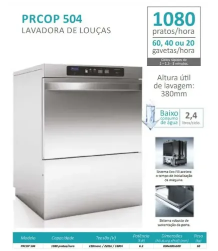 Máquina lava louças industrial Prática