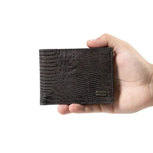 Carteira Masculina De Couro Lezard Café