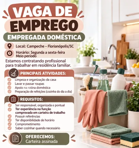 Vaga de emprego para doméstica
