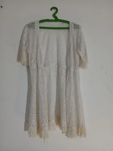 Casaco de crochê branco