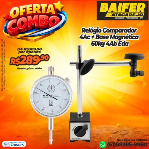Relógio Comparador 4Ac + Base Magnética 60kg 4Ab Eda