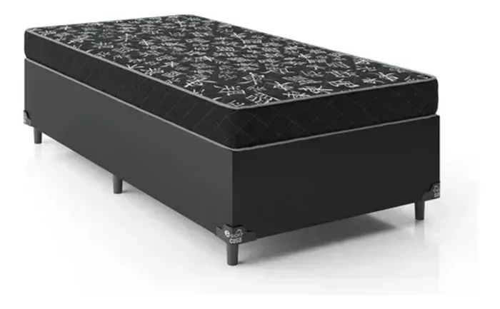 Colchão D20 + Cama Base Baú Solteiro Grafitte