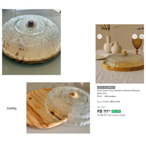 PORTA TORTA, PUDIM, SALADEIRA BOHO CHIC