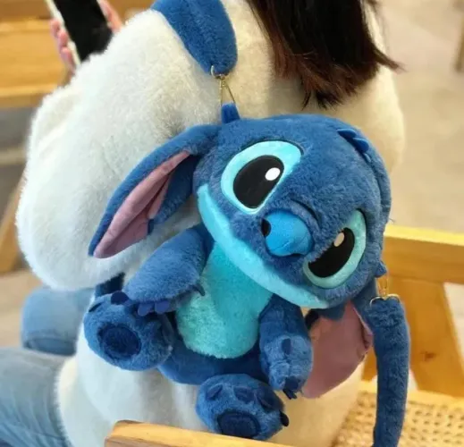 Mochila Pelúcia Stitch Bolsinha De Costas Infantil Com Alça Nova