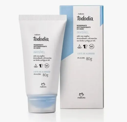 Desodorante antitranspirante em creme tododia leite de algodão - 80 g - Tododia