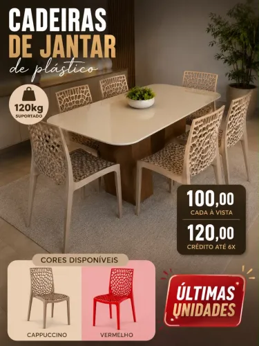 CADEIRAS DE PLÁSTICO PARA MESA DE JANTAR 