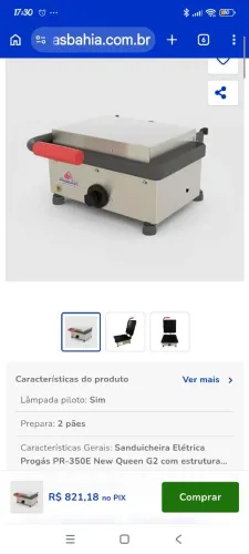 Vendo Sanduicheira Eletrica New Queen G2 220v Progaspr-350e/p30177