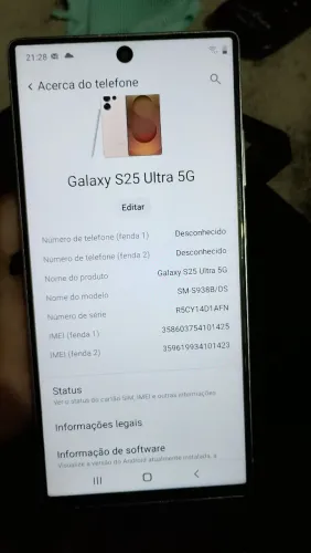 SAMSUNG GALAXY S25 ULTRA 5G VENDO TROCO OUTRO PEGO VOLTA INFERIOR DA PESSOA E AS MOTINHA