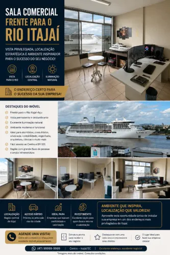 Sala Comercial Frente para o Rio Itajaí | Centro | Vista Permanente e Exclusiva