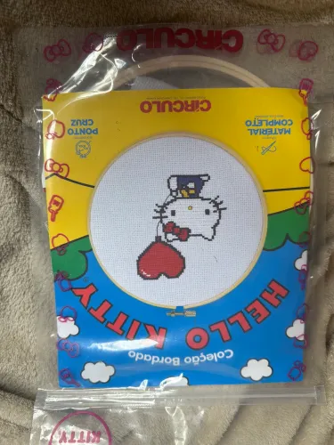 Kit bordado/ponto cruz - hello kitty