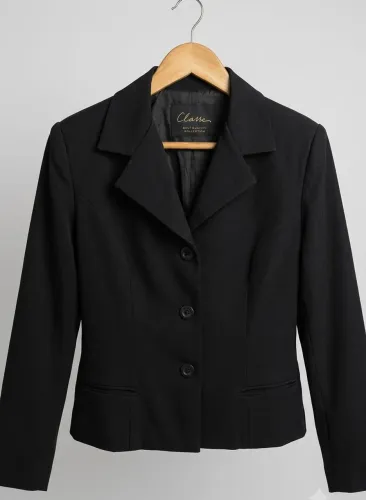 blazer feminino classe preto acinturado