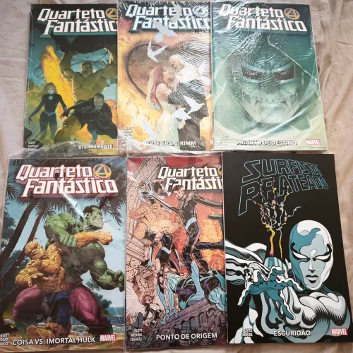 Quarteto Fantástico Volumes 1 a 5 (Dan Slott) + Surfista Prateado Escuridão (Donny Cates)