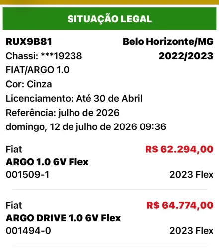 Fiat Argo 1.0 6V Flex. 2023