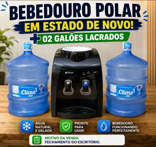 Bebedouro Polar (estado de novo) acompanha dois galões de água lacrados