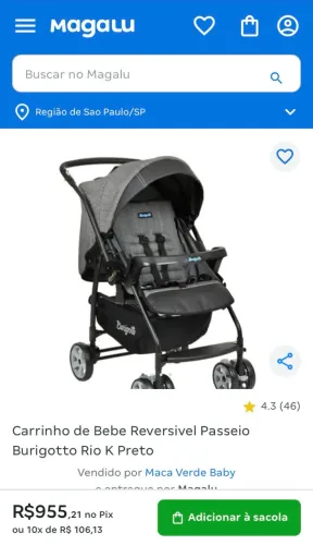 Carrinho de Bebe Burigotto Rio K