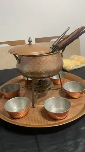 Panela de fondue de cobre