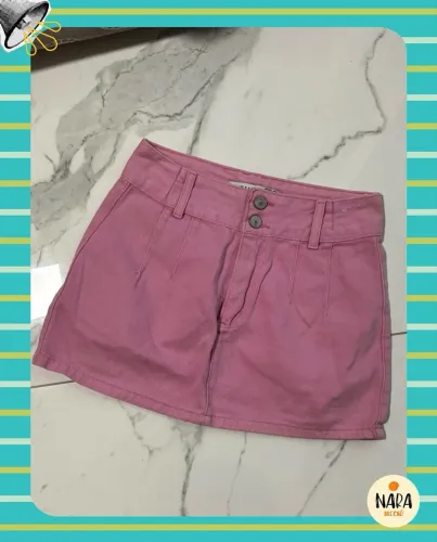 Mini saia rosa - jeans