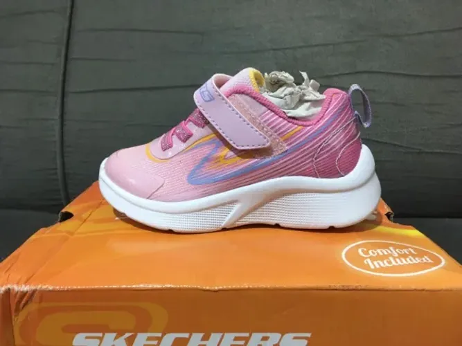 Tênis Infantil Microspec Skechers Estampado Rosa Claro - tamanho 23