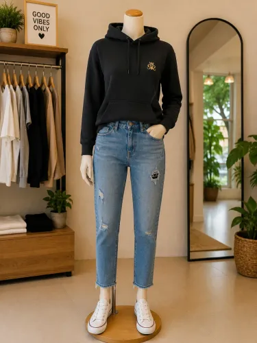 Blusa de frio moleton feminino azul marinho Revanche