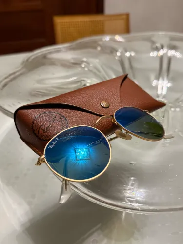 Óculos Ray-Ban ROUND FLASH LENSES azul polarizado 
