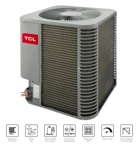 Condensadora e painel Split K7 Inverter Tcl Série Gs 55k Fr 220 1f Branco 220v