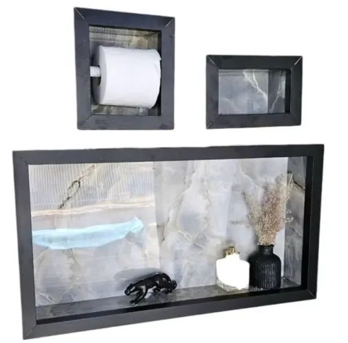 Kit 3 ITENS Nicho banheiro porta shampoo +saboneteira +porta papel higiênico