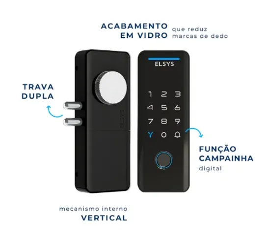 Fechadura DIGITAL COM BIOMETRIA de sobrepor DS4100V ELSYS LACRADA