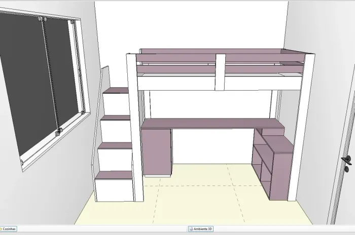 Cama sob medida com escrivaninha
