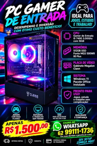 Cpu Gamer I5 7400 com 16GB Memória 512GB Ssd
