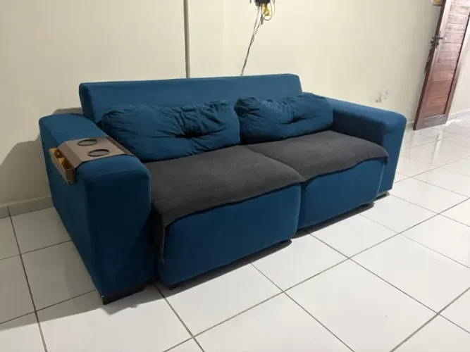 Sofá Azul Espaçoso 2,10m (Super Confortável) | Lindo