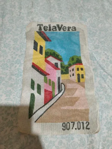 Tela para bordar cidade 15cm x 18,5cm