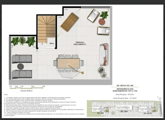 Cobertura duplex de 117,54m² com vista para o mar, lagoa e floresta.