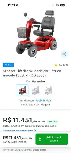 Scooter elétrica quadriciclo