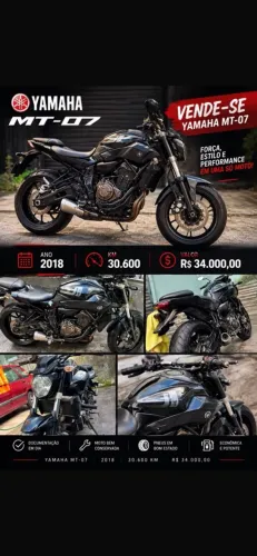 Vendo MT-07 moto extra, Ano 2018 30.800 Kms