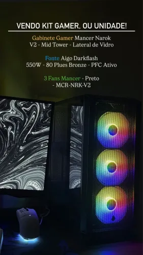 KIT PC GAMER | GABINETE+FONTE+FANS BARATO!! unidade ou kit