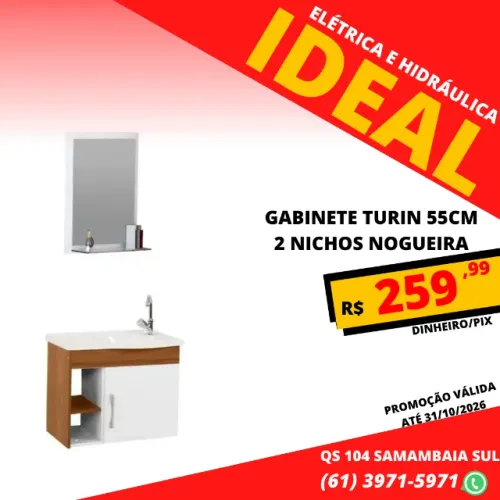 Gabinete Turin 55cm 2 nichos nogueira
