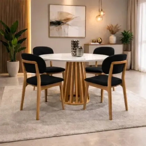 Mesa de Jantar Berlim c 4 Cadeiras Gaya Preta. Pronta Entrega. 3003