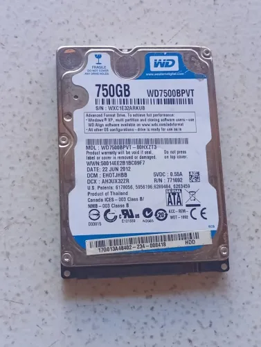 HD 750 gigas pra notebook/PC