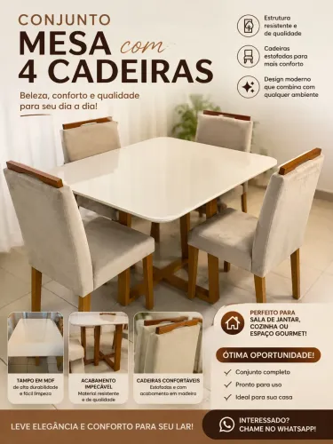 Mesa de vidro com cadeiras