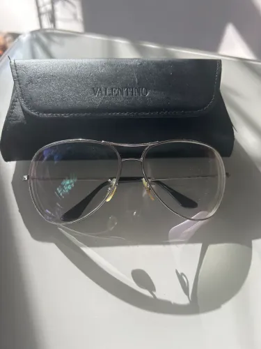 Óculos Estilo Aviador Valentino Garavani Original - Metal Prata com Estojo