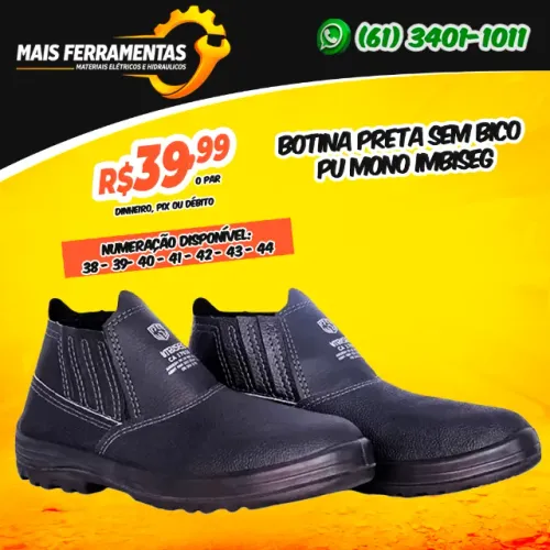 Botina Preta Sem Bico PU Mono Imbiseg
